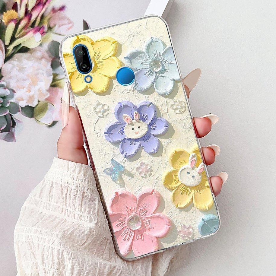 Für Huawei P20 Lite Hülle Beliebte Blume Schmetterling Weiche Klare Silikon Handy Rückseite für Huawei P20Lite Nova 3e ANE-LX1 Bumper