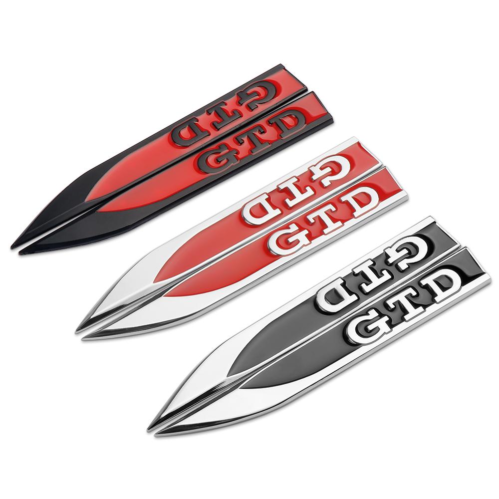 CAT1 2pcs Car Exterior Decorative Fender Side Blade Emblem Stickers Auto Accessory For Volkswagen VW R GTI GTD Golf Polo Tiguan Jetta