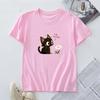 Women's T-shirt Fashion Kawaii Harajuku Cat Graphic T Shirts Summer Short Sleeve Female Tee Tops Woman Tshirt Clothing