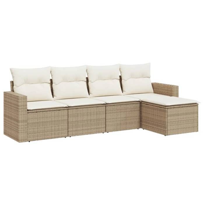 VidaXL Salon de jardin avec coussins 5 pcs beige résine tressée 3251225