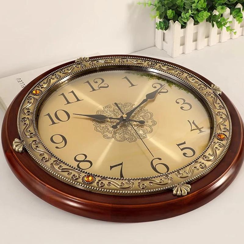 Solid Wood Frame Wall Clock Living Room Modern Wall Clock Luxury Design Vintage Clocks Nordic Aesthetic Watch Home Decoration