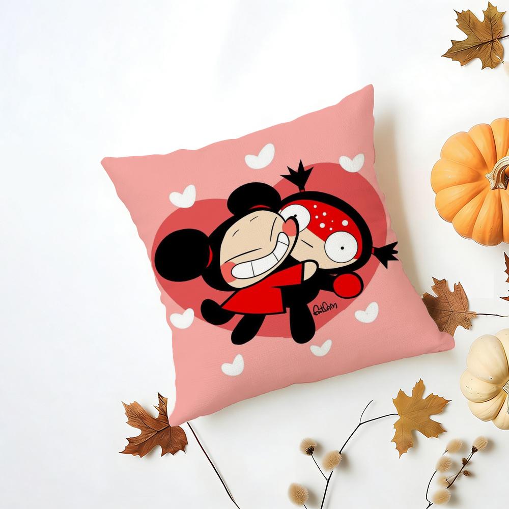 Kawaii PPucca Anime Cushion Cover Iceland Washable Linen Soft  for Daily Sofa Bed Home Room Decor