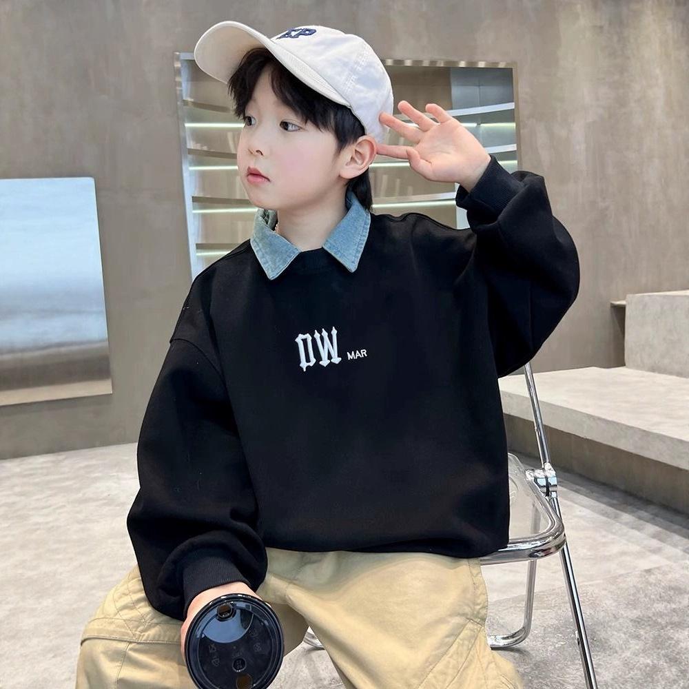 2025 New Boys' Polo Sweatshirt - Spring/Autumn Style, Trendy T-Shirt for Big Boys