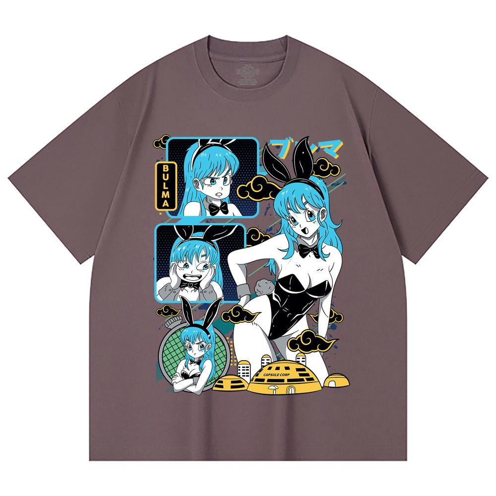230 Gsm 100% Cotton Dragon Ball V9 Bulma Print Unisex Heavy Cotton T Shirt