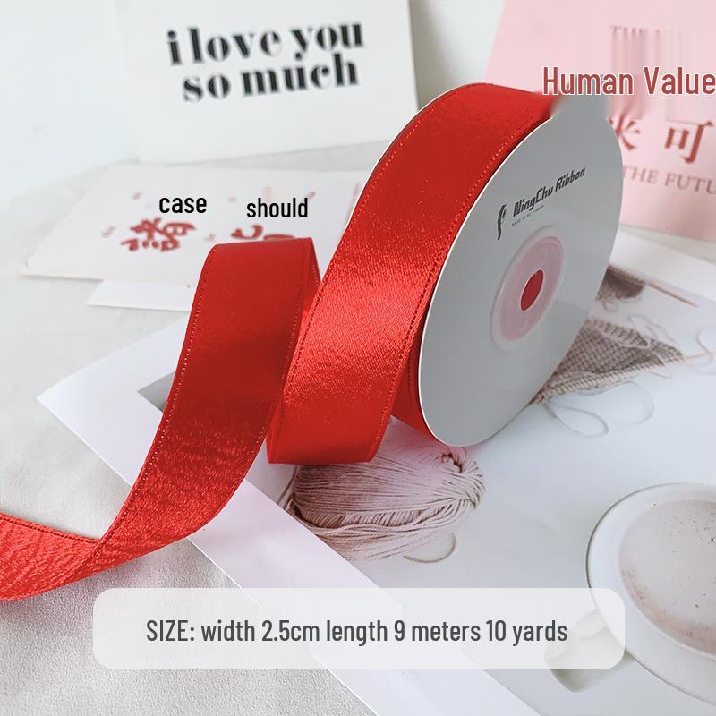 2.5cm Thick Bright Double-Sided Satin Ribbon for Gift Wrapping, Bouquet, Decoration, Baking, DIY, and Floristry.