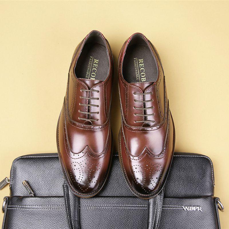 Fashion Autumn New Genuine Leather Business Dress Shoes Men Carved Brock Men's Shoes Leather Office Gentleman Oxfords Shoe