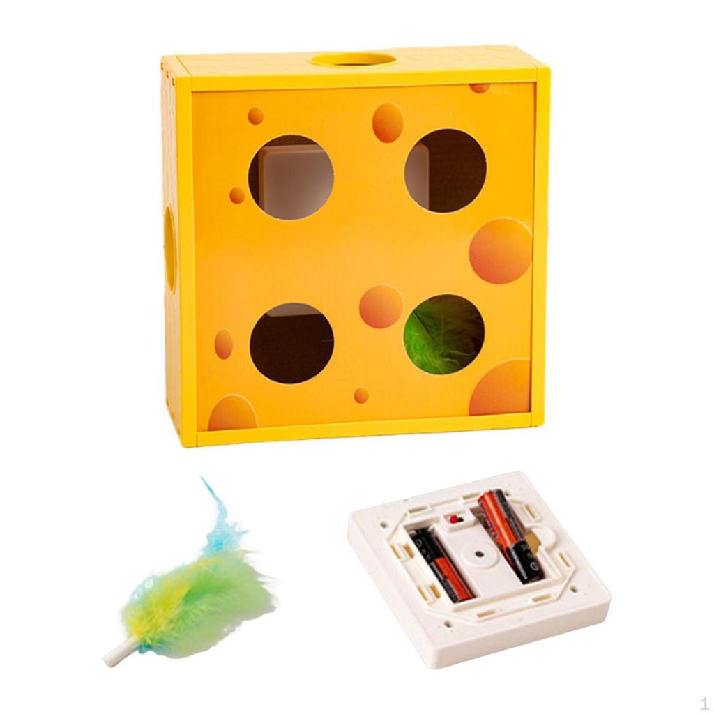 Automatic Cat Toy, Cardboard Design, Cheese Box, Activity for Small And Medium Cats