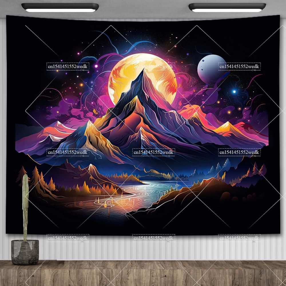 Boho Lotus Flower Wall Hanging Tapestry Colorful Landscape Floral Tapestrys Room Decoration Aesthetic Yoga Mats Altar Cloths