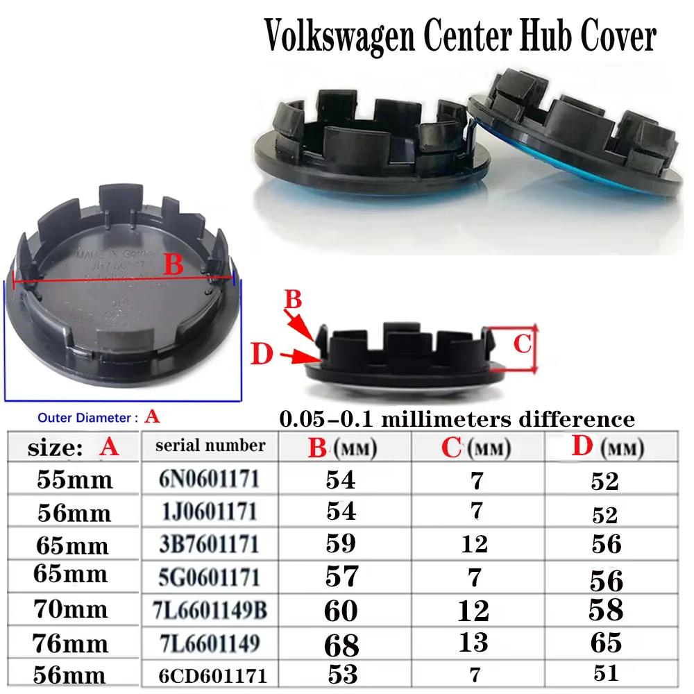 For Volkswagen 4pcs 55mm 56mm 65mm 70mm Car Wheel Center Hub Caps Cover for VW Volkswagen Golf Polo Passat Touran CC B5 B6 B7 Jetta accessories AVZ1