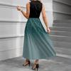 Women's Casual And Fashionable V-neck  Sleeveless Printing Mid Length Dress
