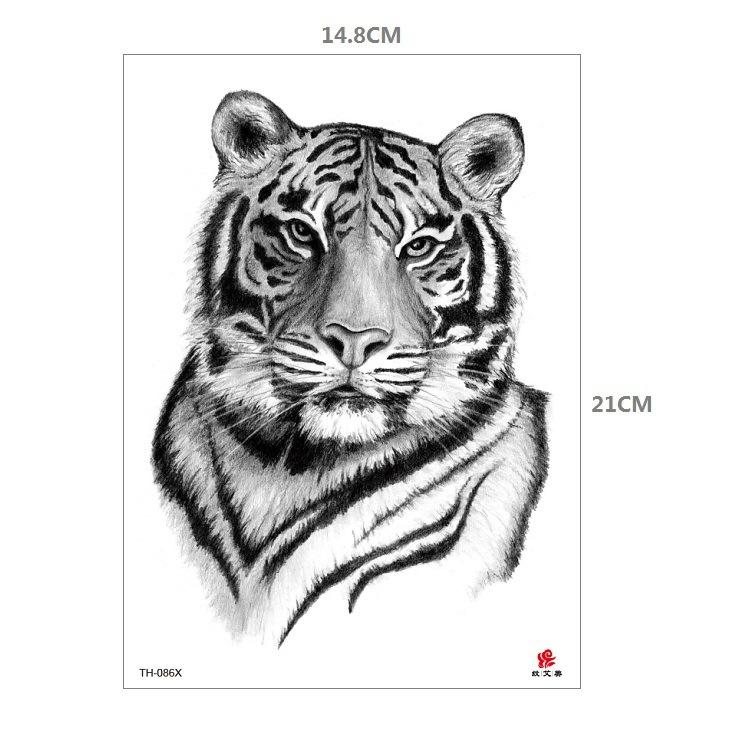 Tiger Tattoo Sticker Half Arm Lion Large Pattern Water Transfer Amazon Set
