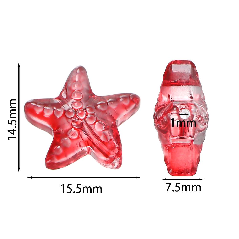 10pcs Colorful Glass Starfish Beads Star Czech Glass Loose Spacer Beads For DIY Bracelet Phone Chain Jewelry Making Accessories