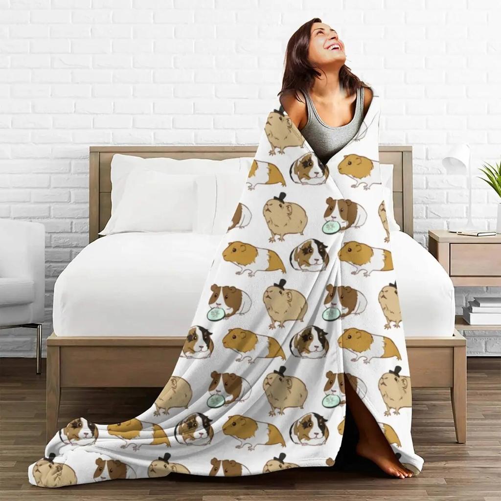 Guinea Pigs Super Warm Blankets Animal Nature Picnic Throw Blanket Spring Pattern Custom DIY Flannel Bedspread Sofa Bed Cover
