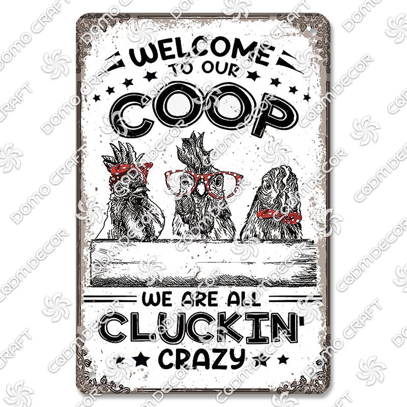 Retro Chicken Poster Metal Tin Signs Rooster Hen Eggs Metal Plate Vintage Wall Decor Club Farm Chicken Coop