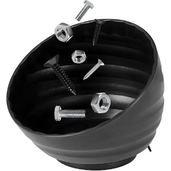 Magnetic Nut Cup, Curved Magnetic Parts Tray Bolts Organizer Holds Up to 5 Pounds, Multi-Use Nuts Screws Bowl Small Parts Tray Attaches to Metal
