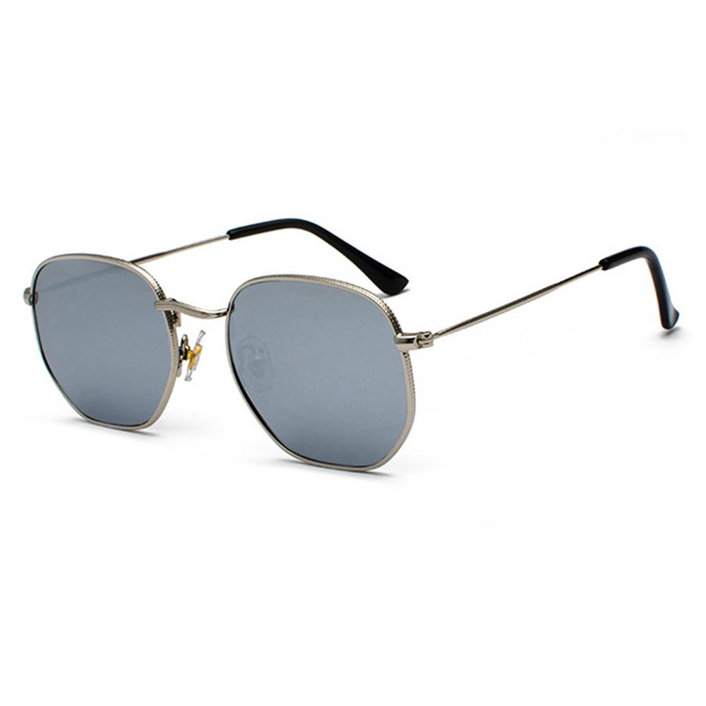 UV400 Glasses Metal Frame Driving Sun Glasses Polygon Mirrored Lens Sunglasses for Men and Women Small Square Sunglasses