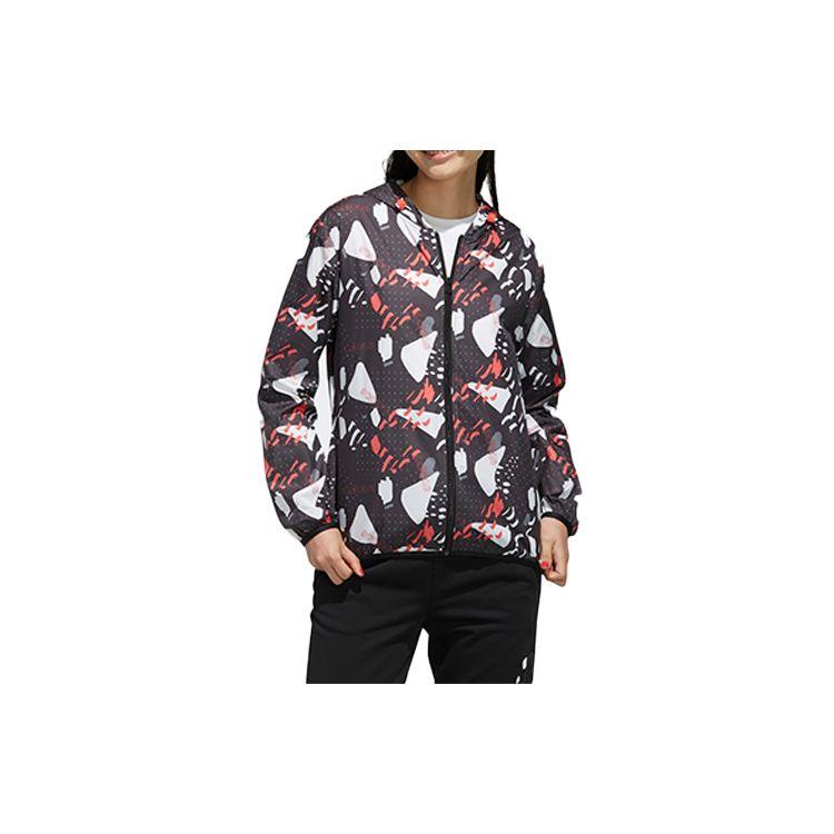 adidas neo Woven Graphic Windbreaker Black White Red Women s DW7813 S