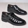 New Men's Large-size Sandals Breathable Business Dress Dad Shoes Engraved Wear-resistant Empty Holes Middle-aged and Elderly Leather Men's Shoes