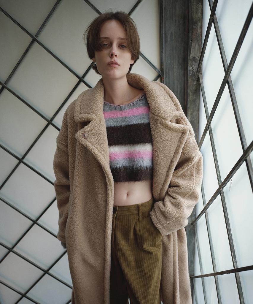 Obeodyupeulleeo Hairy Wool Crop Knit_Stripe