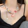 Summer dopamine colored candy fringed star necklace female light luxury high sense collarbone chain sweet cool babe neck chain