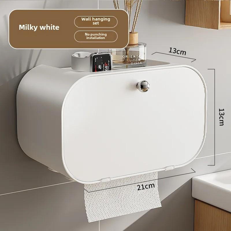 Bathroom Tissue Box No Punching Toilet Paper Holder Wall Mounted Roll Paper Drawer Waterproof Ins Style Home Goods