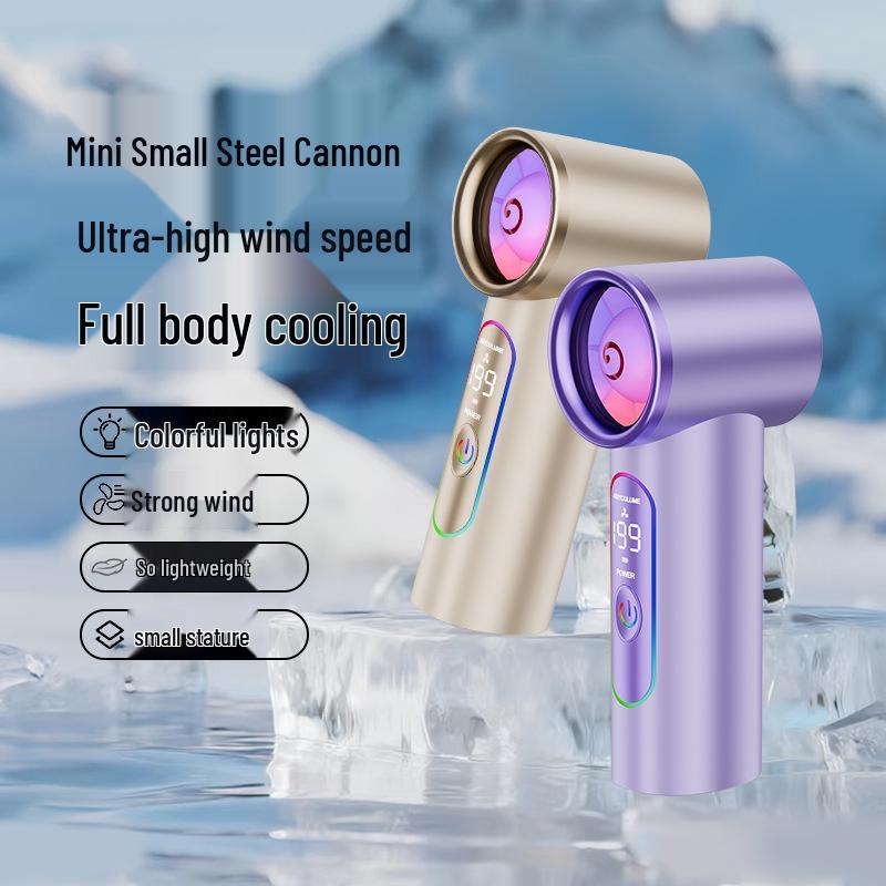 Portable Rechargeable Mini Fan with Colorful Lights - Strong Wind for Outdoor, Dorm, or Personal Use
