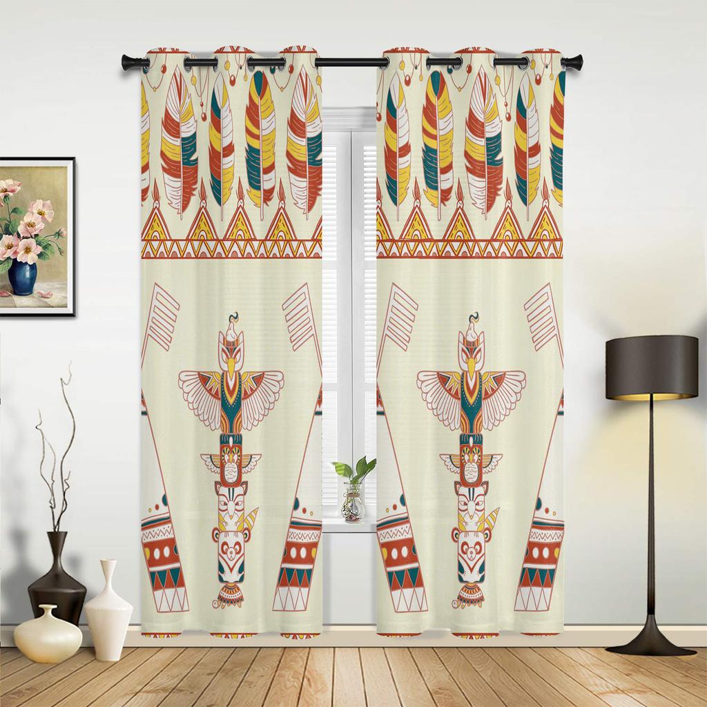 Modern Window Curtains for Living Room Feather Bird Pattern Curtains for Child Bedroom Kitchen Decor Blinds Drapes