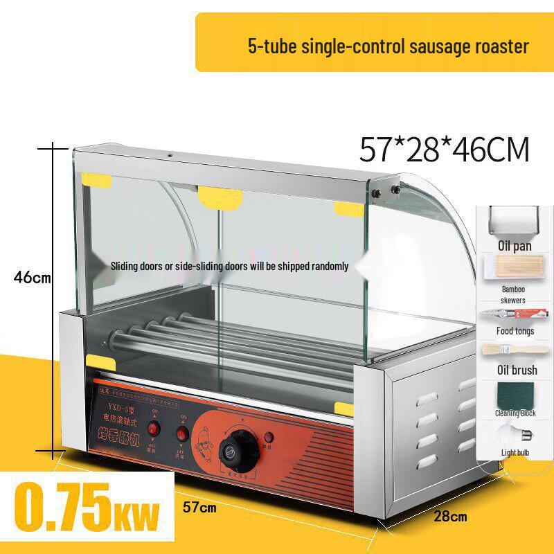 Energy-Saving 5-Roller Hot Dog Machine with Door