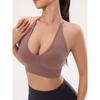Hanging Neck Deep V Triangle Cup Seamless European and American Fitness Bra Adjustable Shoulder Strap Beauty Back Running Yoga Base Vest