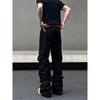 Blaexit American-Style Cleanfit Black Scimitar-Flared Cargo Pants Multi-Pocket Jeans Men's Vibe Pants