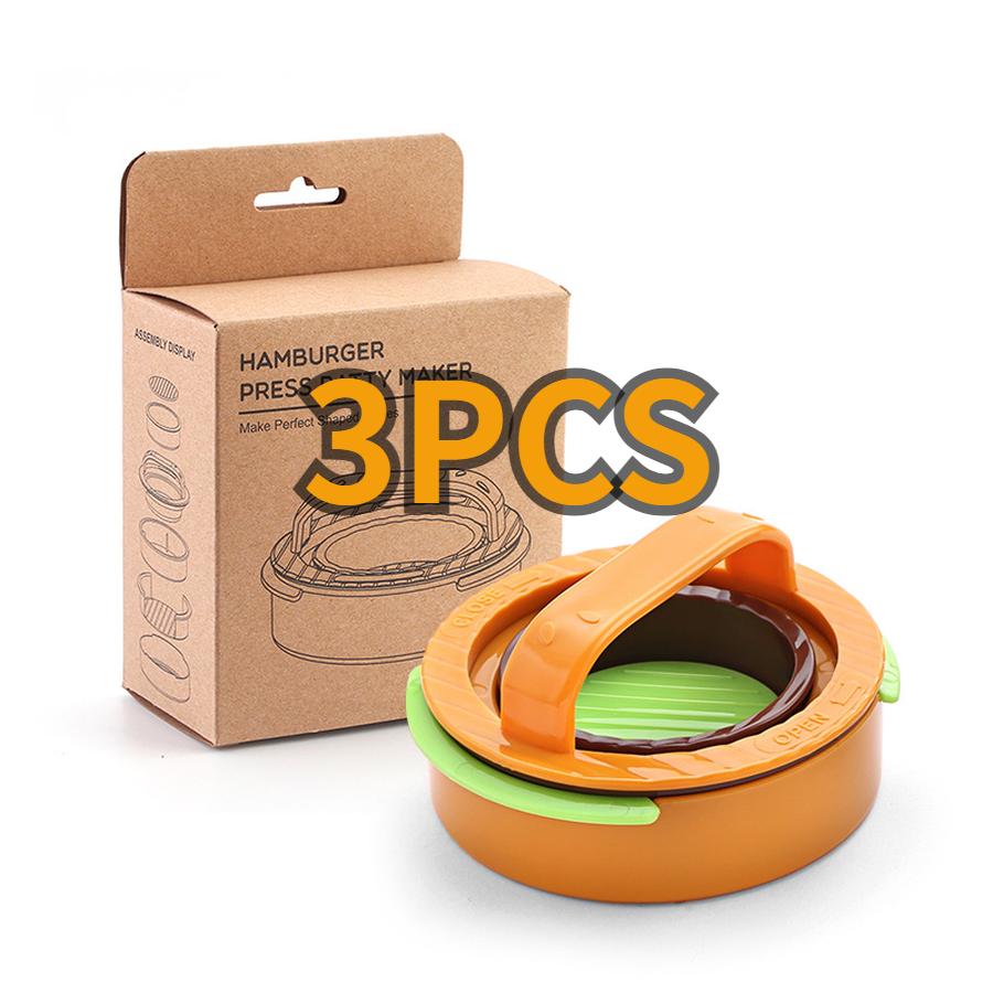 3 Pcs Round Hamburger Making Tool Meat Press Patty Maker Combo Set Kitchen Gadget