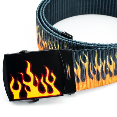 130cm Length Casual Canvas Belts for Men and Women Korean Style Adjustable Webbing Waist Belt Flame Grain Waistband