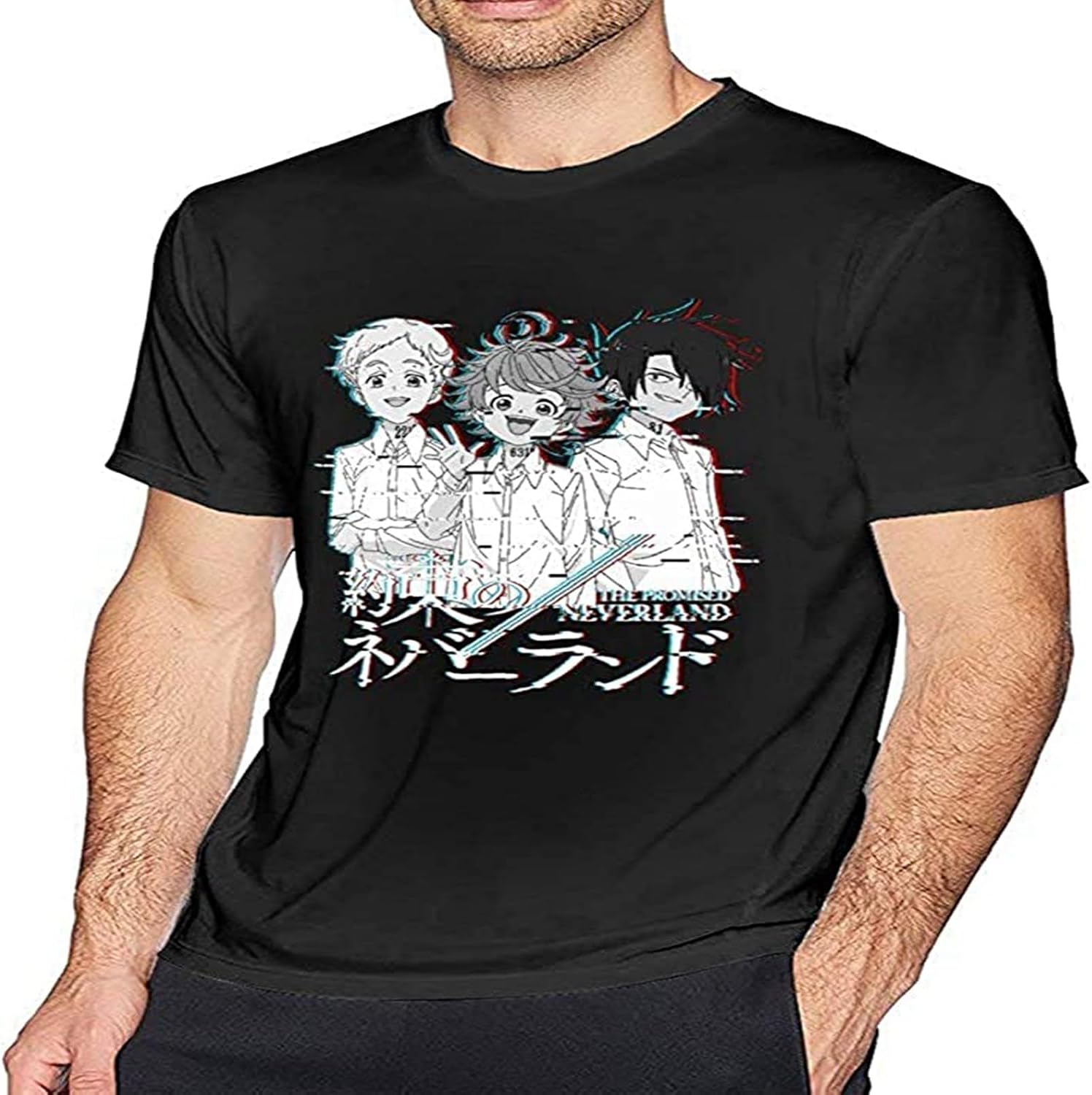 Mens The Promised Neverland T Shirt Tees Casual Blouse Tops Black XL чёрный