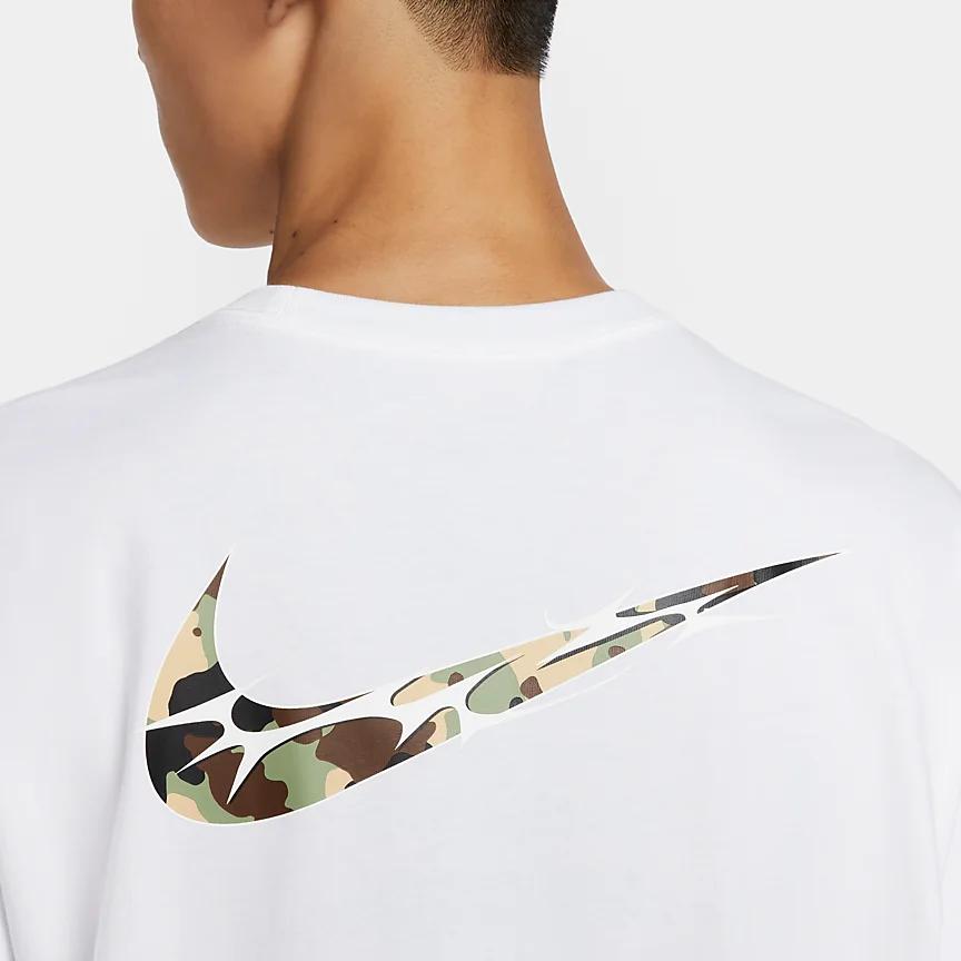 Nike Pulover cu gât rotund, cu imprimeu grafic, tricou cu mânecă scurtă, topuri pentru bărbați, alb HQ1577-100