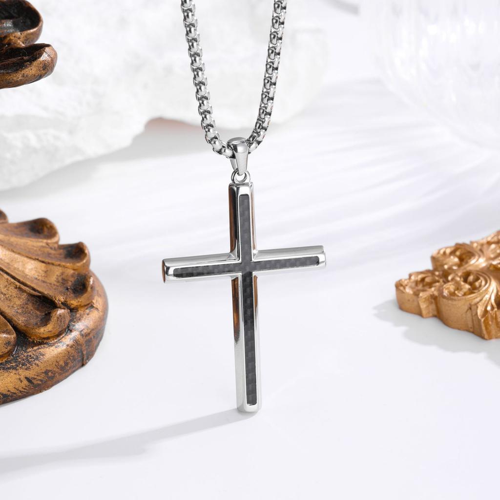 2026 Stone Cross Necklace Fashion Light Luxury Necklace Jewelry Premium Jewelry Full Diamond Men's Necklace