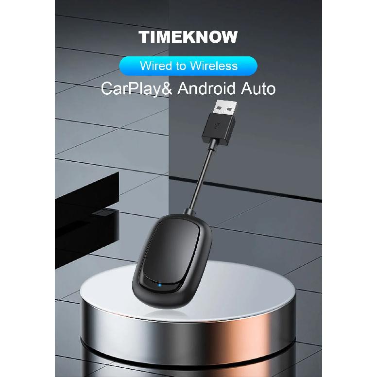 TIMEKNOW Wireless CarPlay Android Auto Adapter Wireless Car play Ai Box USB Dongle For Apple Iphone Android Phone Auto Connect