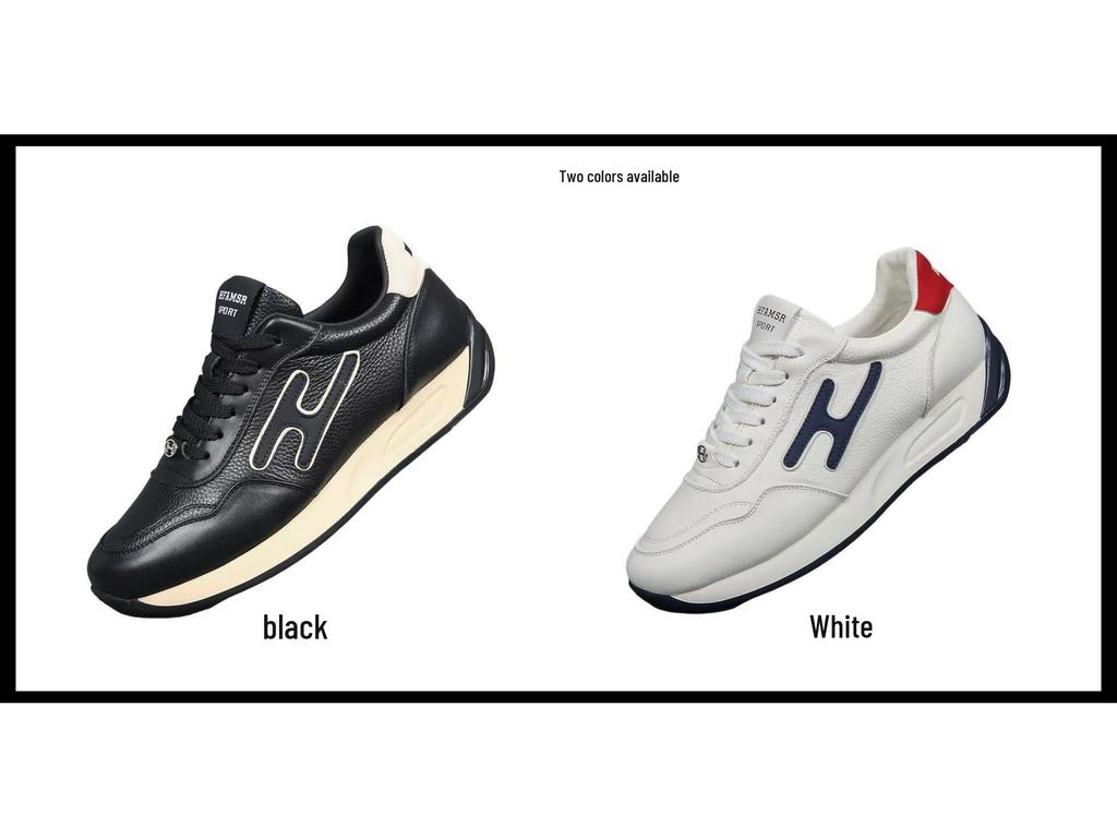 Men's 2025 White Genuine Leather Sneakers - Non-slip, Wear-resistant, Breathable, Deodorant, Fashionable German Trainer Shoes for Autumn.