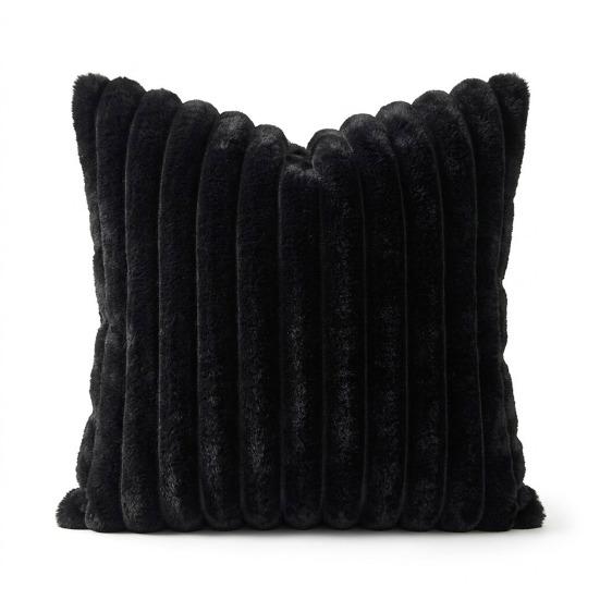 Imitation Rabbit Fur Pillowcase, Soft Plush Vertical Strip Design Throw Pillow Case, Decorative Cushion Cover for Sofa Bed Chair