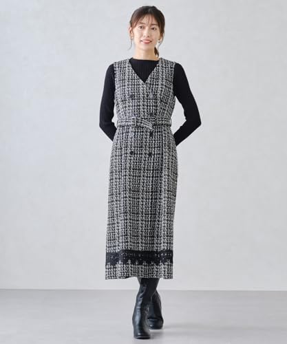 [Mishmash] Lace-hem Tweed Jumper Skirt / MM447421