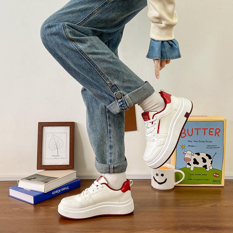 Muffin sole little white shoes women's 2025 spring and autumn new thick sole heightening soft sole casual sports board shoes women's versatile