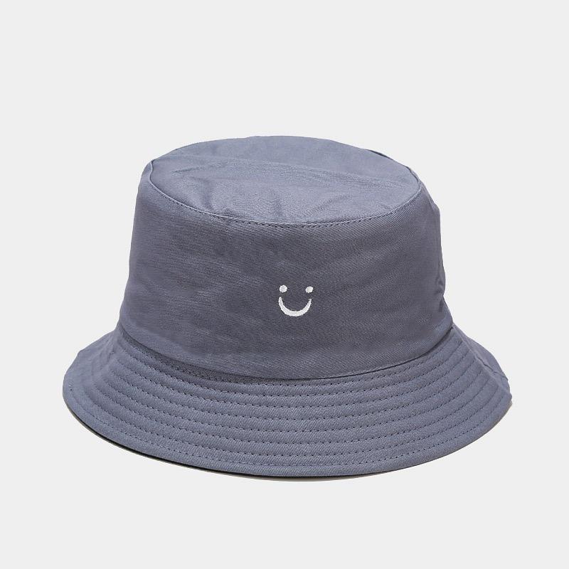 Amazon s new smiley double-sided wearing fisherman s hat for men and women, street fashion basin hat for sun protection, couple S 54 cm
