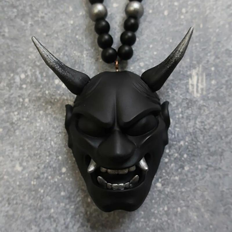 1Pc Hannya Helmet Japanese Oni Charm Hanging Pendant Samurai Car Accessories Auto Ornament Rear View Mirror