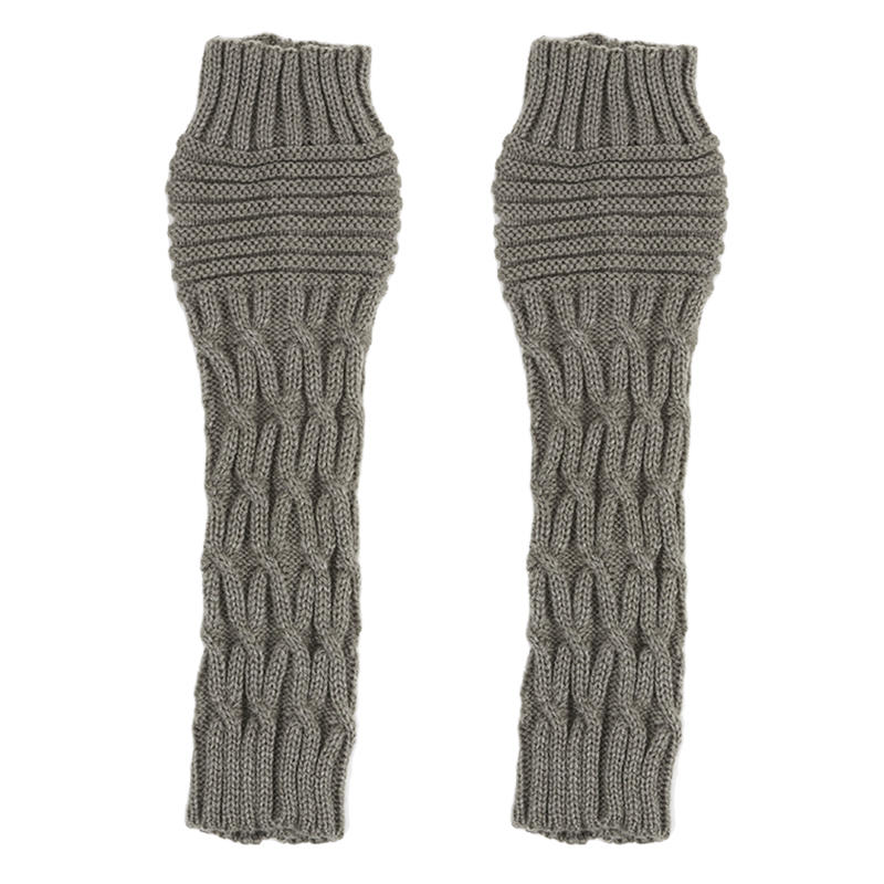 Women's Knitted Long Hand Gloves Warm Embroidered Winter Gloves Fingerless Arm Sleeve Wrist Guard