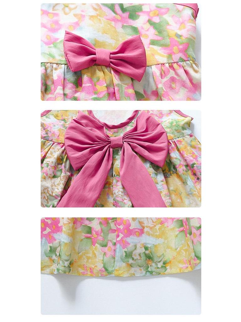 2025 New Fashion Floral Sleeveless Summer Dress for Baby Girls – Cotton