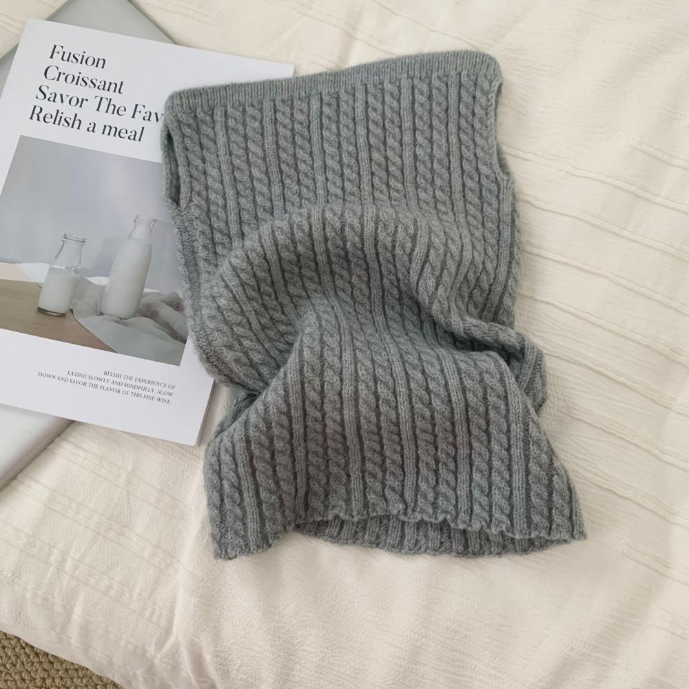 Korean Style Knitted Scarf Solid Color Pullover Wool Bib Simple Turtleneck Fake Collar Women