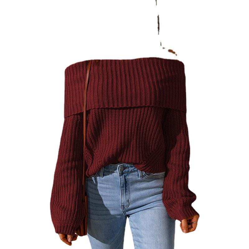 European & American Winter 2025 Women's One-Shoulder Loose Wool Sweater