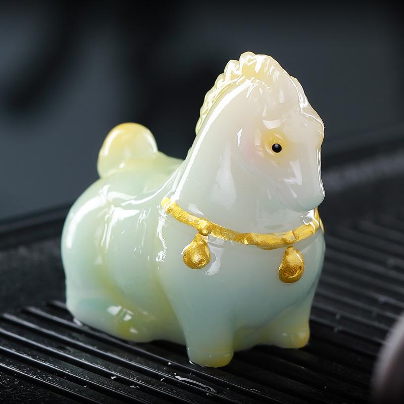 Tang Dynasty Style Color-Changing Horse Tea Pet for Tea Table Decor Gongfu Tea Ceremony Home Gift