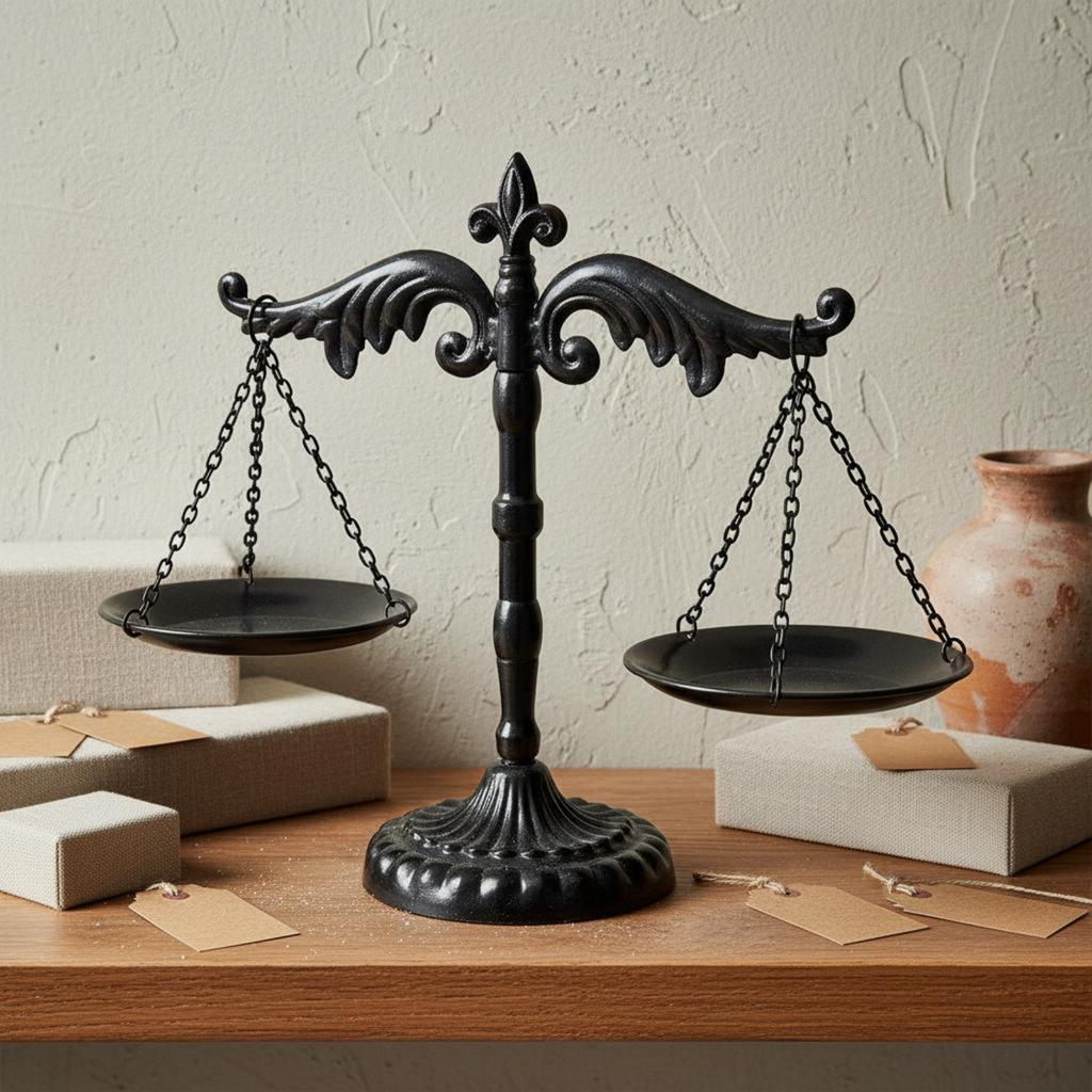 Decorative Balance Scale Antique Finish Vintage Balance Scale Tabletop Decor Freestanding Stable Base for Shelf