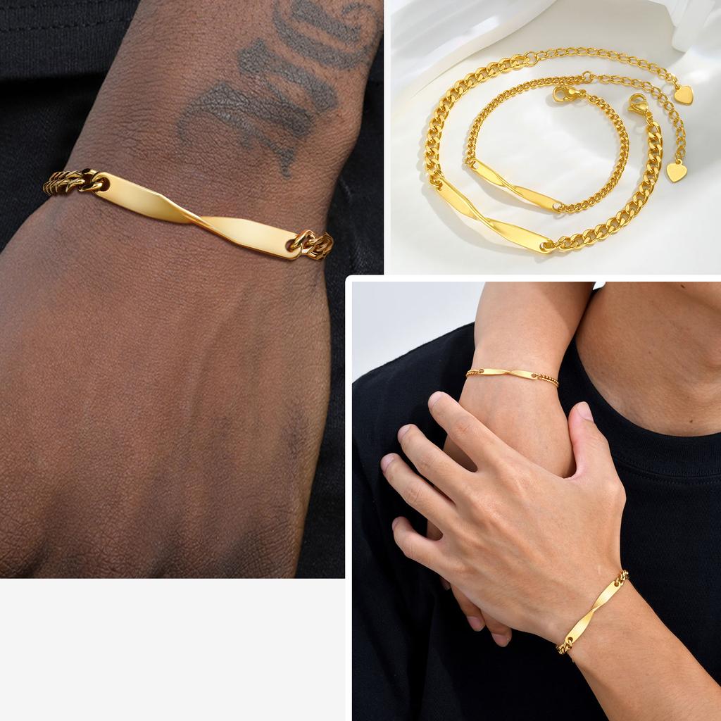Chic Grinding Chain Mobius Bracelet for Women Men,Stainless Steel Couple Bracelets,Trendy Jewelry Gift for Lover