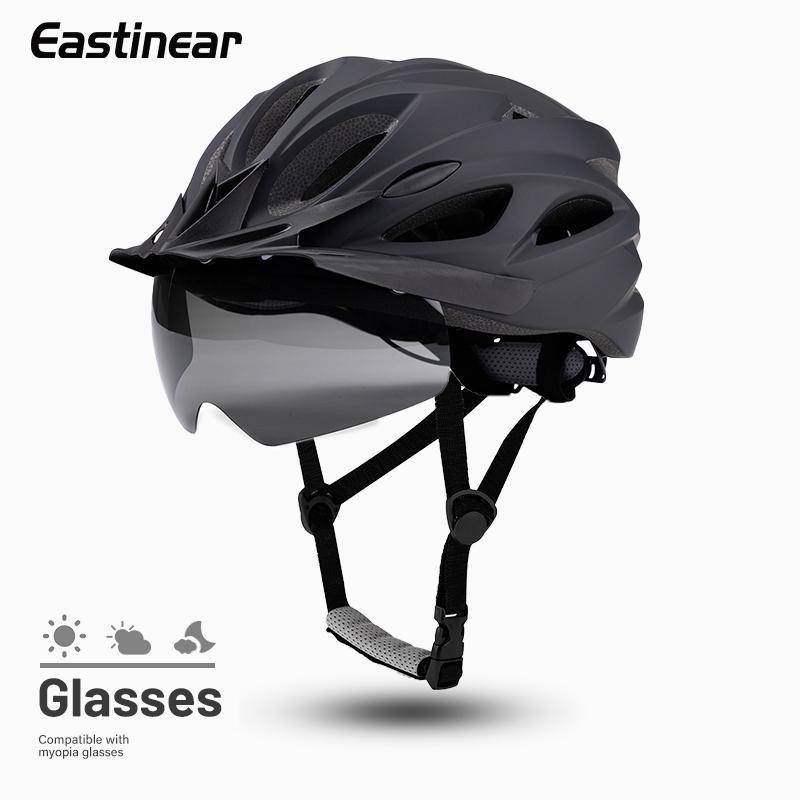 

Eastinear 4-in 1 Bicycle Helmet 18-hole Breathable Adult Road MTB Magnetic Goggles for Men and Women Outdoor Riding Equipment L(56-62CM) чёрный